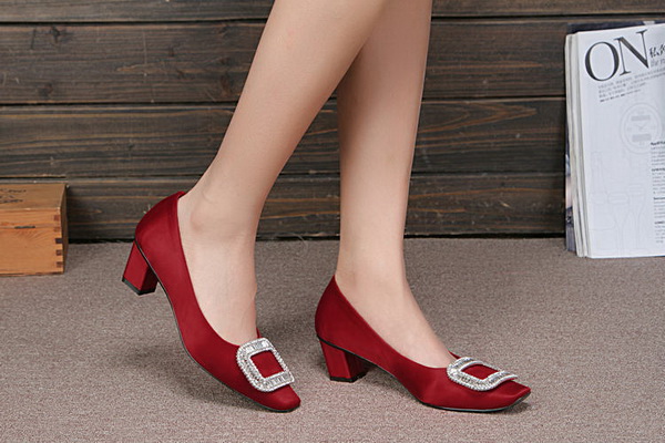 RV Shallow mouth Block heel Shoes Women--067